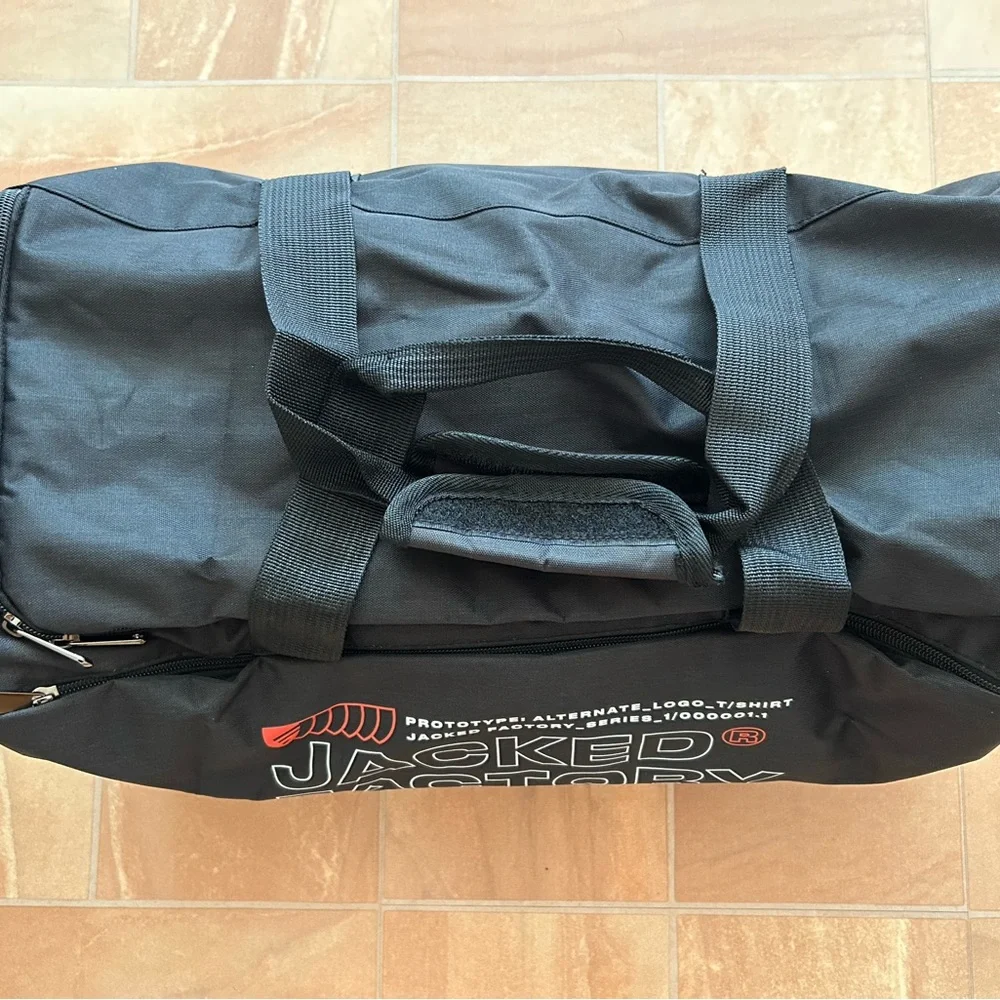 Jacked Factory Men's Graphic Black Gym Fitness Travel Duffel Bag